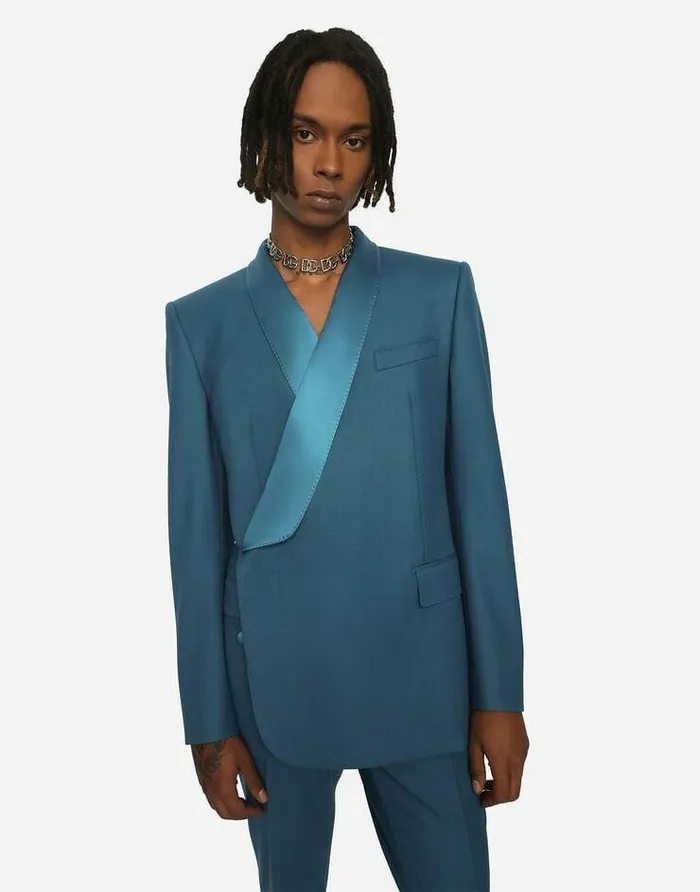 Dolce and Gabbana Suits And Blazers Men Doublebreasted Wool Siciliafit Tuxedo Jacket Blue Dolce and Gabbana Suits And Blazers Men Doublebreasted Wool Siciliafit Tuxedo Jacket Blue