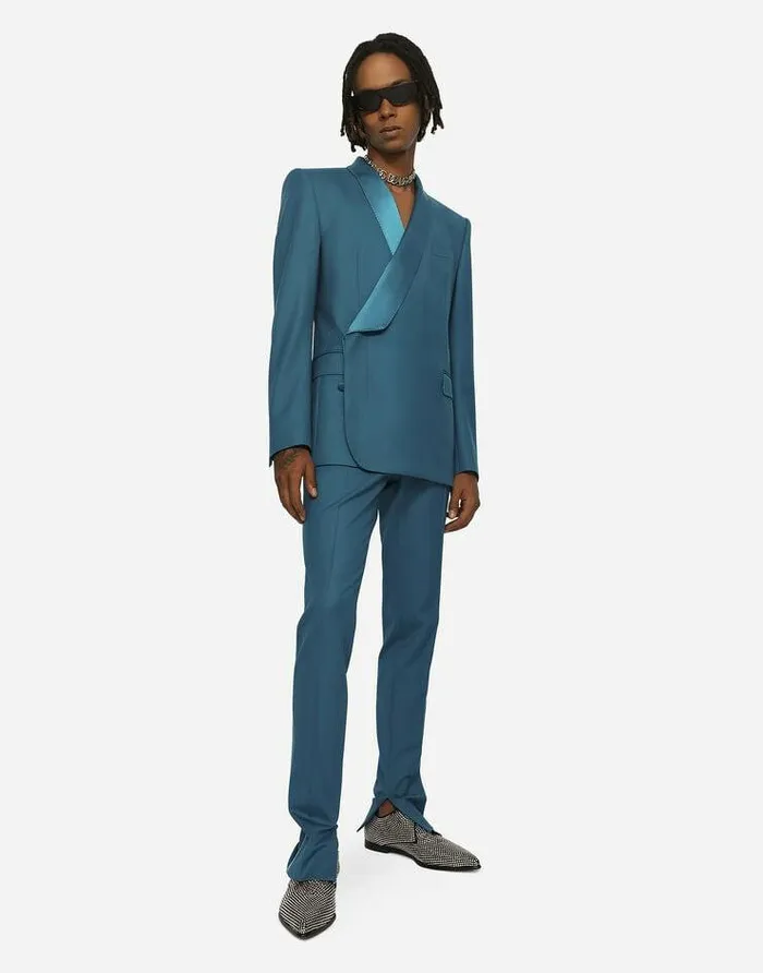 Dolce and Gabbana Suits And Blazers Men Doublebreasted Wool Siciliafit Tuxedo Jacket Blue Dolce and Gabbana Suits And Blazers Men Doublebreasted Wool Siciliafit Tuxedo Jacket Blue