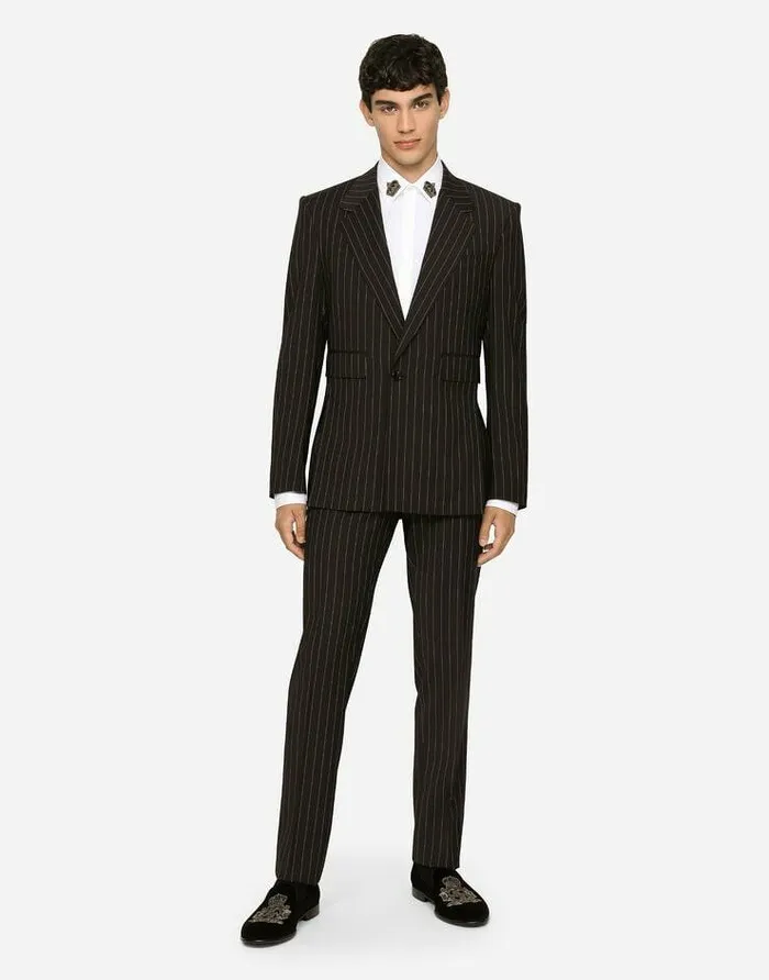 Dolce and Gabbana Suits And Blazers Men Pinstripe Stretch Wool Siciliafit Suit Multicolor Dolce and Gabbana Suits And Blazers Men Pinstripe Stretch Wool Siciliafit Suit Multicolor