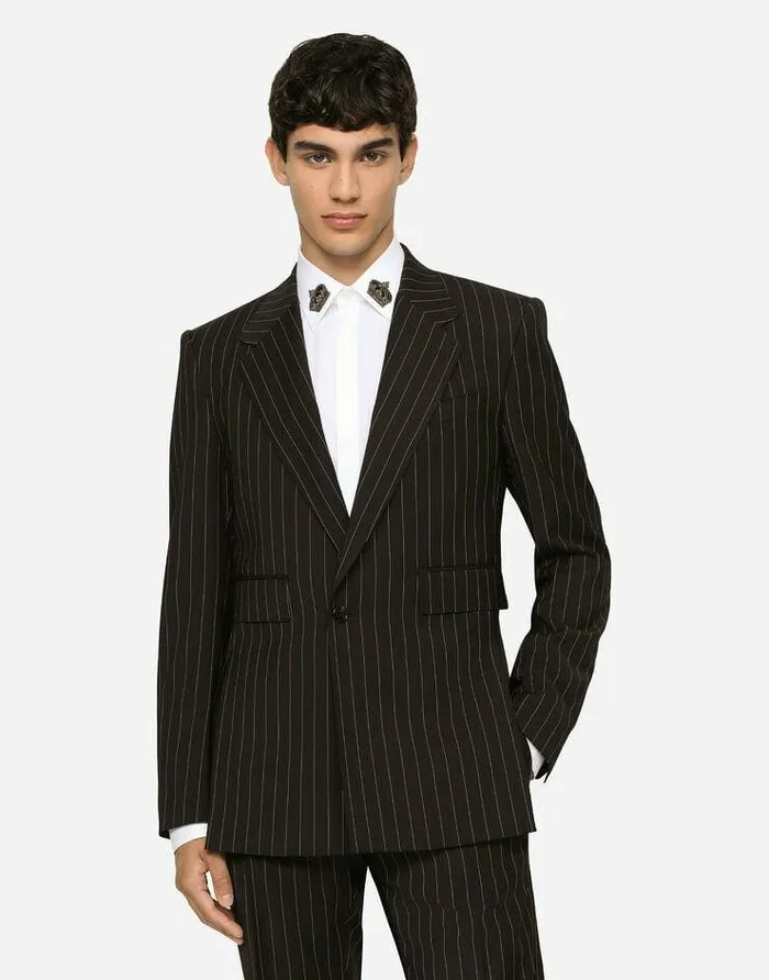 Dolce and Gabbana Suits And Blazers Men Pinstripe Stretch Wool Siciliafit Suit Multicolor Dolce and Gabbana Suits And Blazers Men Pinstripe Stretch Wool Siciliafit Suit Multicolor
