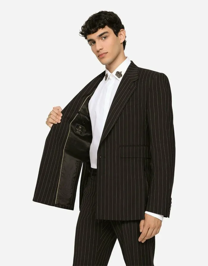Dolce and Gabbana Suits And Blazers Men Pinstripe Stretch Wool Siciliafit Suit Multicolor Dolce and Gabbana Suits And Blazers Men Pinstripe Stretch Wool Siciliafit Suit Multicolor