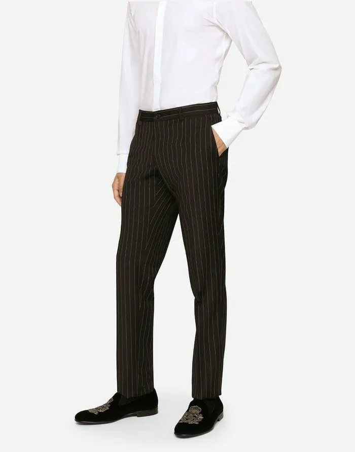 Dolce and Gabbana Suits And Blazers Men Pinstripe Stretch Wool Siciliafit Suit Multicolor Dolce and Gabbana Suits And Blazers Men Pinstripe Stretch Wool Siciliafit Suit Multicolor