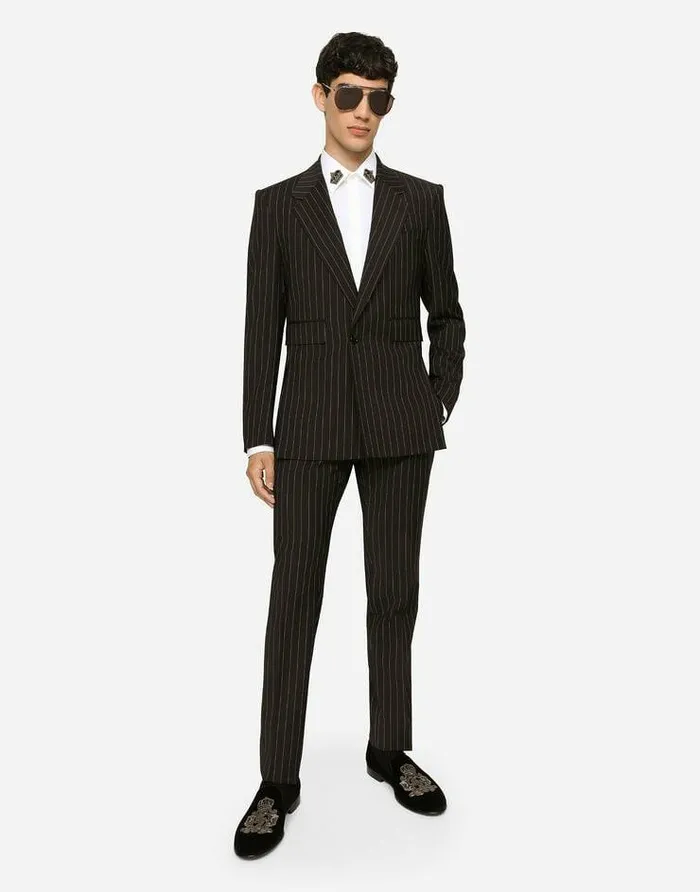Dolce and Gabbana Suits And Blazers Men Pinstripe Stretch Wool Siciliafit Suit Multicolor Dolce and Gabbana Suits And Blazers Men Pinstripe Stretch Wool Siciliafit Suit Multicolor