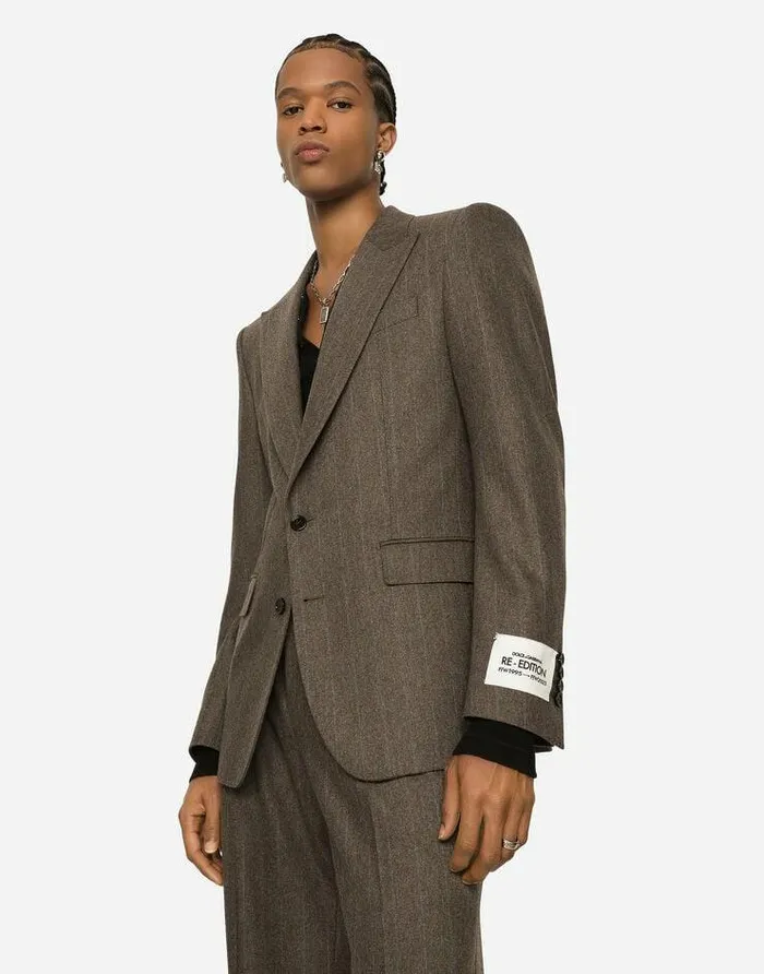 Dolce and Gabbana Suits And Blazers Men Singlebreasted Pinstripe Stretch Flannel Jacket Multicolor Dolce and Gabbana Suits And Blazers Men Singlebreasted Pinstripe Stretch Flannel Jacket Multicolor