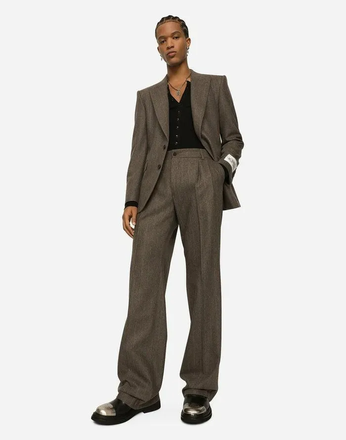 Dolce and Gabbana Suits And Blazers Men Singlebreasted Pinstripe Stretch Flannel Jacket Multicolor Dolce and Gabbana Suits And Blazers Men Singlebreasted Pinstripe Stretch Flannel Jacket Multicolor