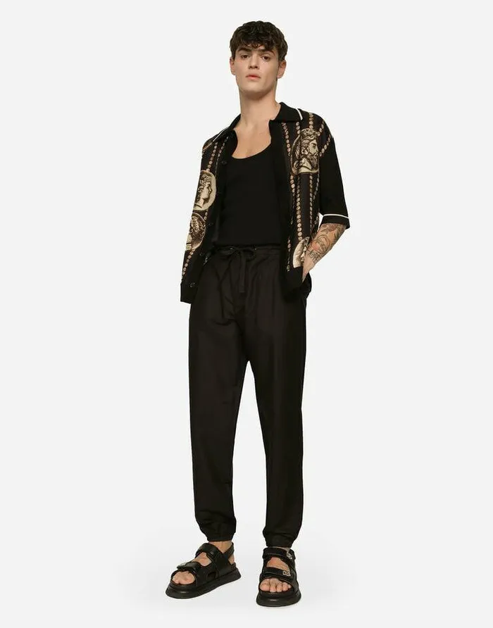 Dolce and Gabbana Sweaters And Cardigans Men Coin Print Polo Shirt With Panel Multicolor Dolce and Gabbana Sweaters And Cardigans Men Coin Print Polo Shirt With Panel Multicolor