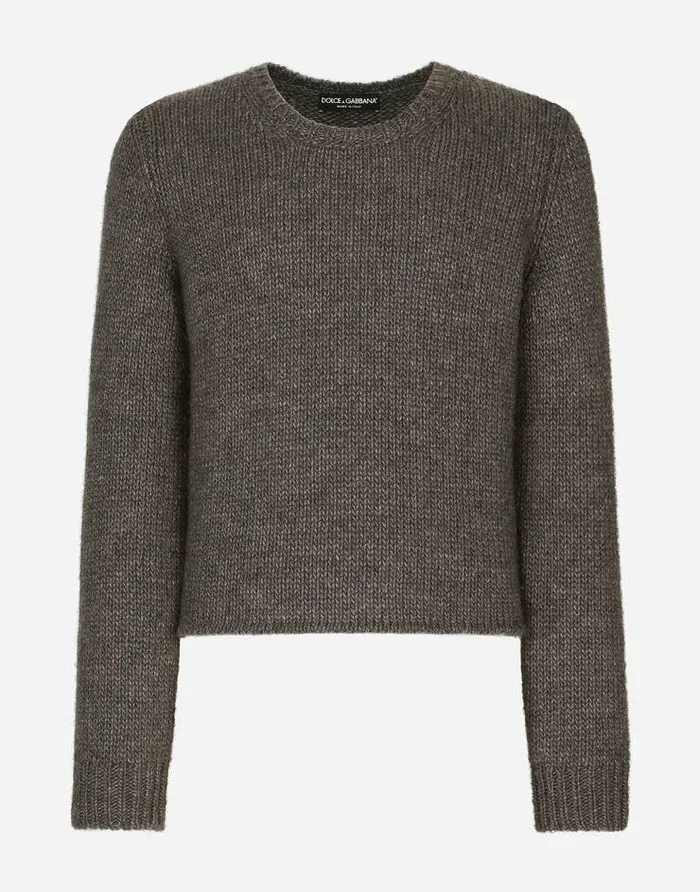 Dolce and Gabbana Sweaters And Cardigans Men Wool And Alpaca Roundneck Sweater Grey