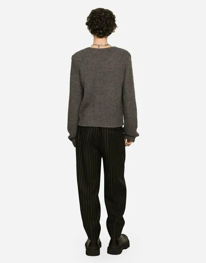 Dolce and Gabbana Sweaters And Cardigans Men Wool And Alpaca Roundneck Sweater Grey Dolce and Gabbana Sweaters And Cardigans Men Wool And Alpaca Roundneck Sweater Grey