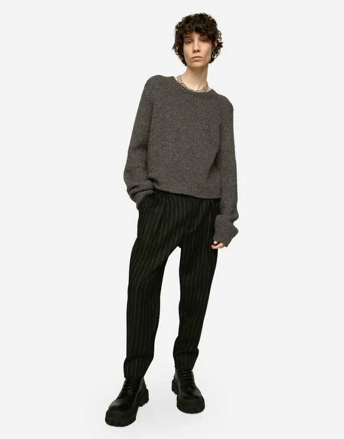 Dolce and Gabbana Sweaters And Cardigans Men Wool And Alpaca Roundneck Sweater Grey Dolce and Gabbana Sweaters And Cardigans Men Wool And Alpaca Roundneck Sweater Grey