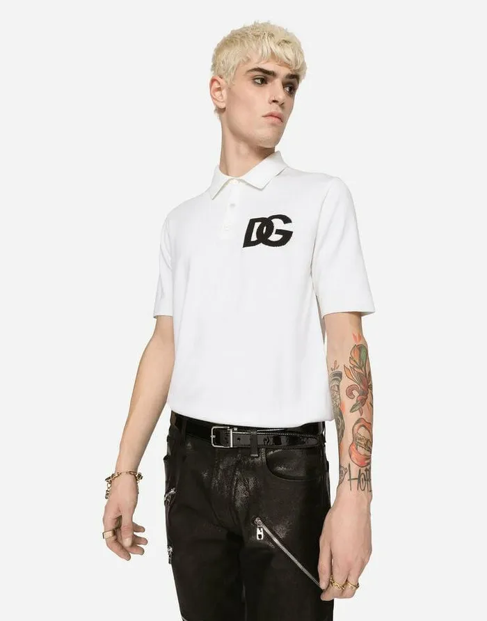 Dolce and Gabbana Sweaters And Cardigans Men Wool Poloshirt With DG Logo Inlay Multicolor Dolce and Gabbana Sweaters And Cardigans Men Wool Poloshirt With DG Logo Inlay Multicolor