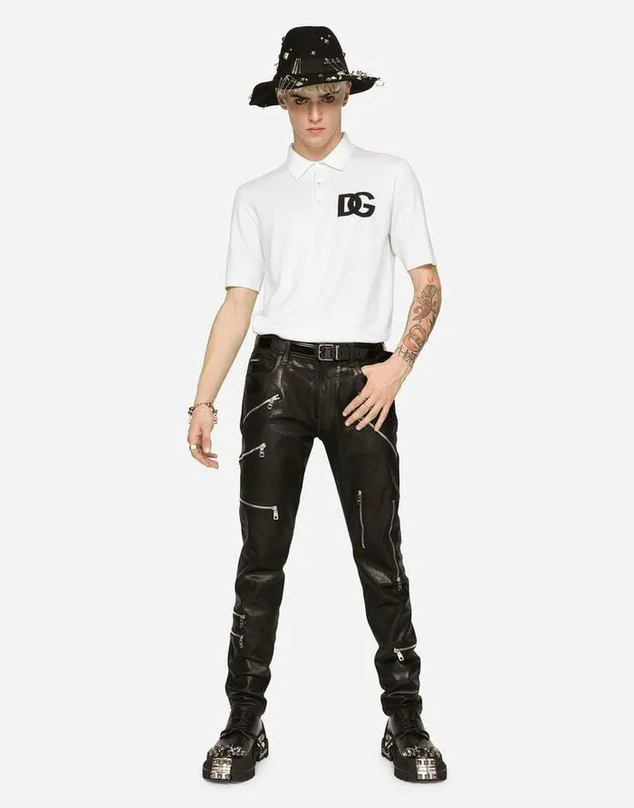 Dolce and Gabbana Sweaters And Cardigans Men Wool Poloshirt With DG Logo Inlay Multicolor Dolce and Gabbana Sweaters And Cardigans Men Wool Poloshirt With DG Logo Inlay Multicolor