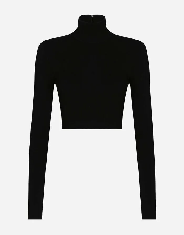 Dolce and Gabbana Sweaters And Cardigans Women Cropped Turtleneck Top Black