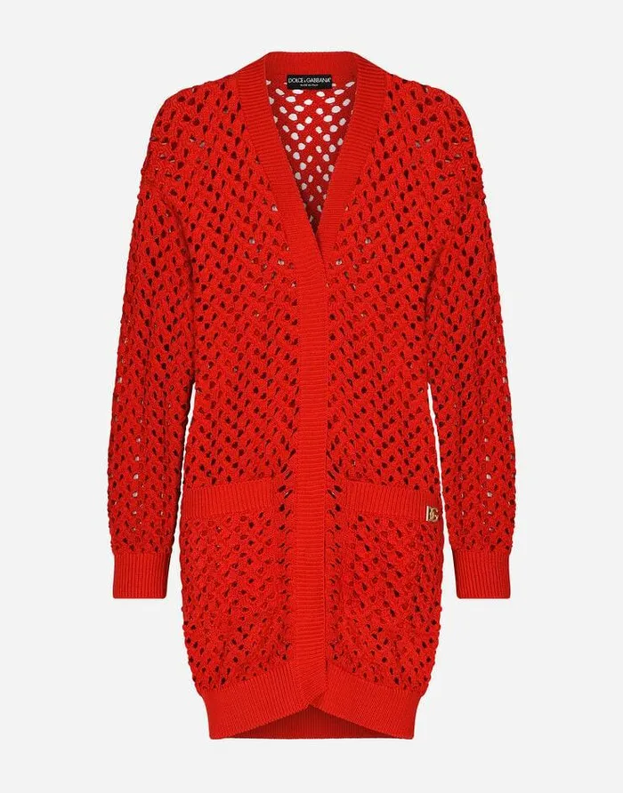 Dolce and Gabbana Sweaters And Cardigans Women Long Crochet Cardigan Red