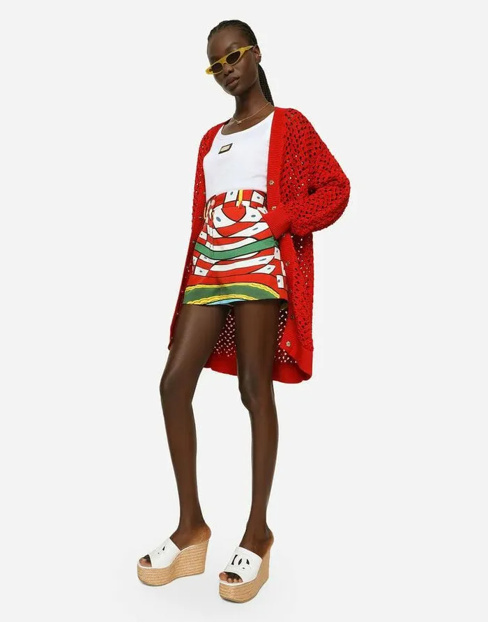 Dolce and Gabbana Sweaters And Cardigans Women Long Crochet Cardigan Red Dolce and Gabbana Sweaters And Cardigans Women Long Crochet Cardigan Red