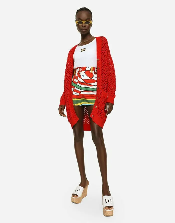 Dolce and Gabbana Sweaters And Cardigans Women Long Crochet Cardigan Red Dolce and Gabbana Sweaters And Cardigans Women Long Crochet Cardigan Red