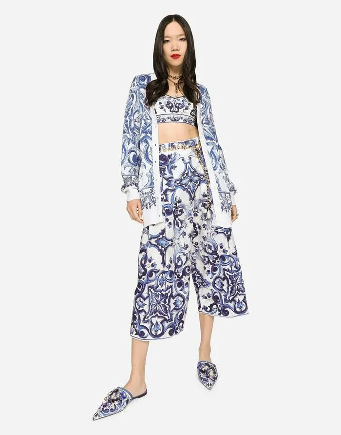 Dolce and Gabbana Sweaters And Cardigans Women Majolicadesign Silk Jacquard Cardigan Multicolor Dolce and Gabbana Sweaters And Cardigans Women Majolicadesign Silk Jacquard Cardigan Multicolor