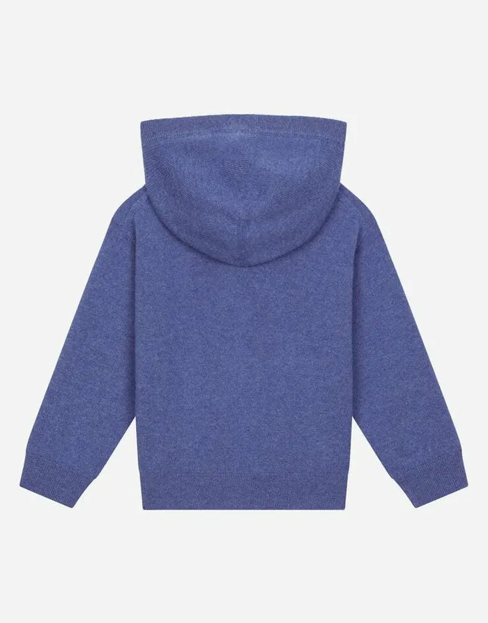 Dolce and Gabbana Sweaters Children Cashmere Hoodie With DG Logo Patch Blue Dolce and Gabbana Sweaters Children Cashmere Hoodie With DG Logo Patch Blue