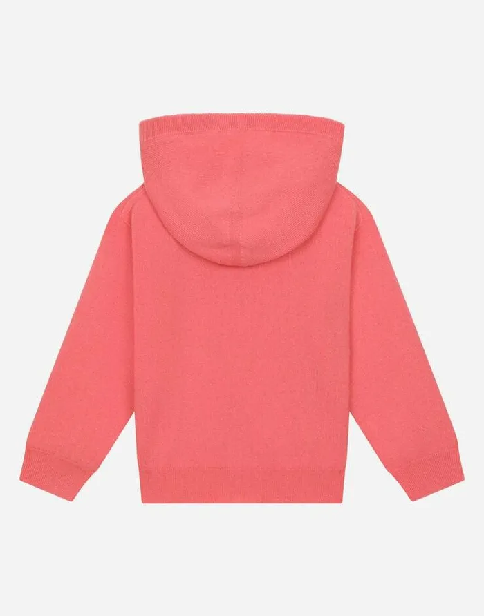 Dolce and Gabbana Sweaters Children Cashmere Hoodie With DG Logo Patch Pink Dolce and Gabbana Sweaters Children Cashmere Hoodie With DG Logo Patch Pink