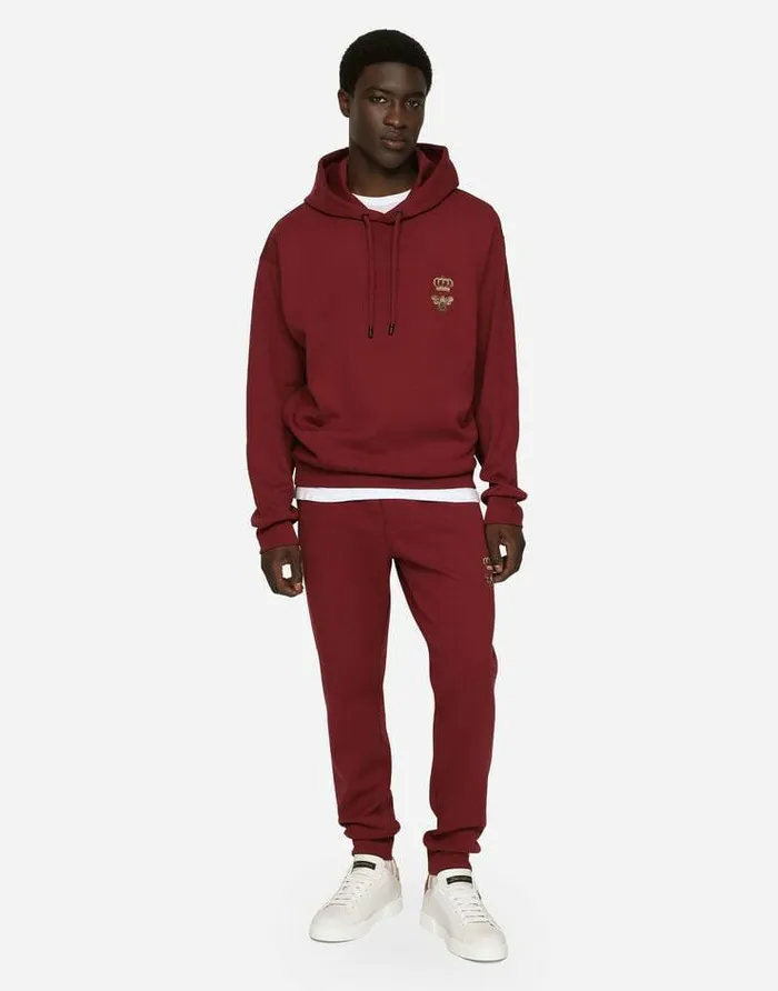 Dolce and Gabbana Sweatshirts Men Cotton Jersey Hoodie With Embroidery Bordeaux Dolce and Gabbana Sweatshirts Men Cotton Jersey Hoodie With Embroidery Bordeaux