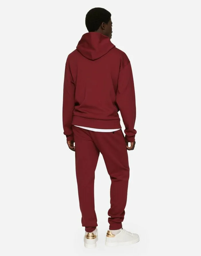 Dolce and Gabbana Sweatshirts Men Cotton Jersey Hoodie With Embroidery Bordeaux Dolce and Gabbana Sweatshirts Men Cotton Jersey Hoodie With Embroidery Bordeaux