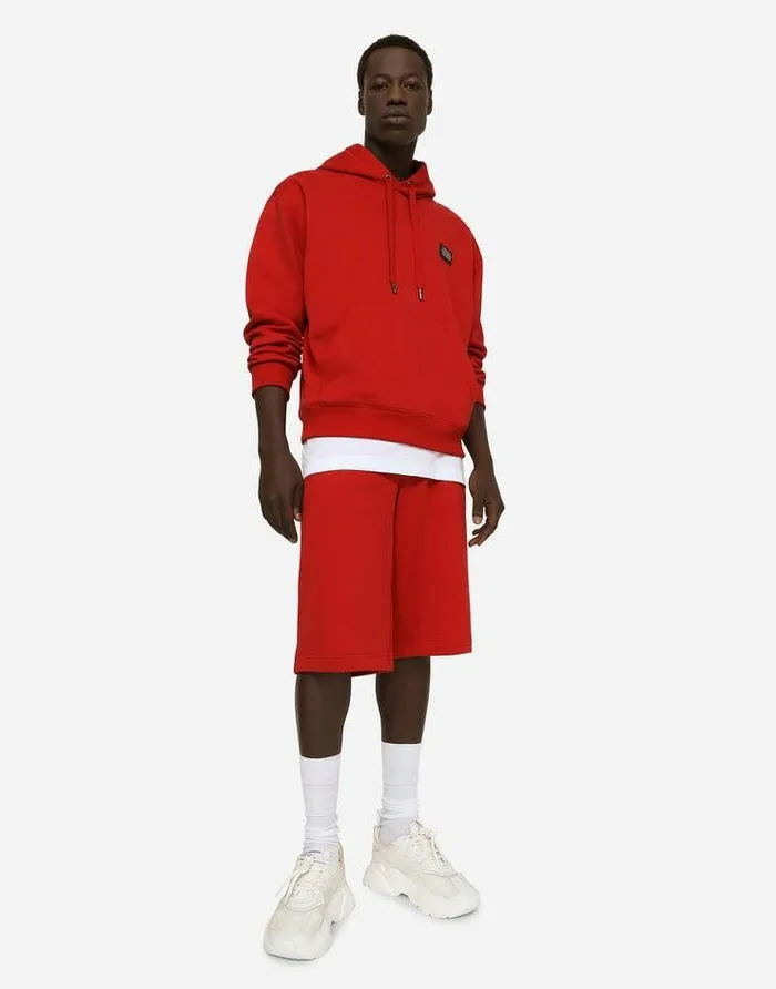 Dolce and Gabbana Sweatshirts Men Jersey Hoodie With Branded Tag Red Dolce and Gabbana Sweatshirts Men Jersey Hoodie With Branded Tag Red