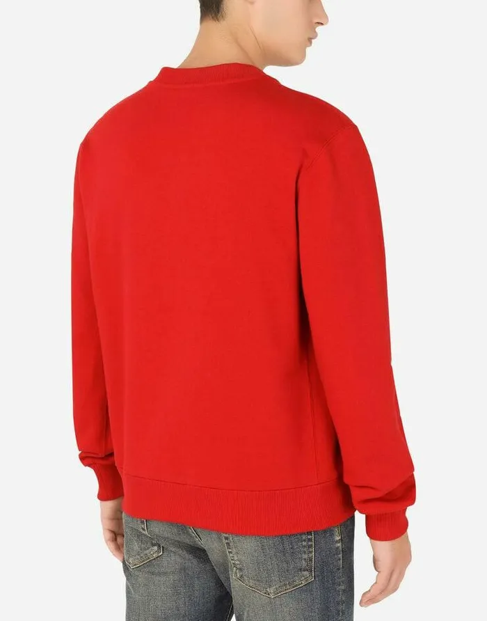 Dolce and Gabbana Sweatshirts Men Jersey Sweatshirt With DG Embroidery Red Dolce and Gabbana Sweatshirts Men Jersey Sweatshirt With DG Embroidery Red