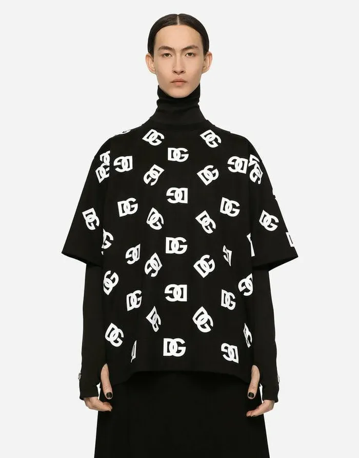 Dolce and Gabbana TShirts And Polos Men Cotton Tshirt With Allover DG Logo Print Multicolor Dolce and Gabbana TShirts And Polos Men Cotton Tshirt With Allover DG Logo Print Multicolor