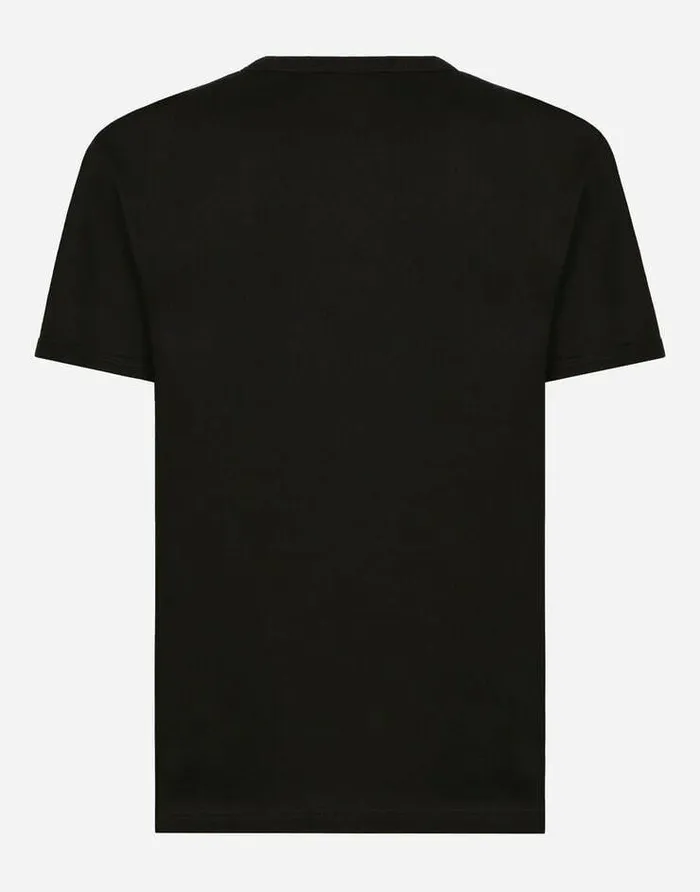 Dolce and Gabbana TShirts And Polos Men Cotton Tshirt With Branded Tag Black Dolce and Gabbana TShirts And Polos Men Cotton Tshirt With Branded Tag Black