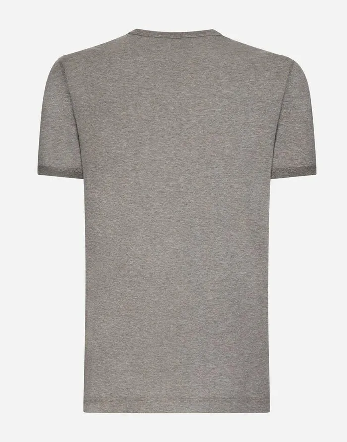 Dolce and Gabbana TShirts And Polos Men Cotton Tshirt With Embroidery Grey