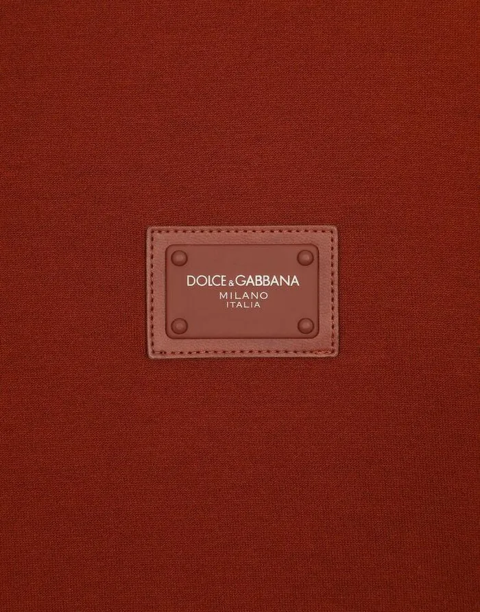 Dolce and Gabbana TShirts And Polos Men Cotton Tshirt With Logoed Plaque Copper Dolce and Gabbana TShirts And Polos Men Cotton Tshirt With Logoed Plaque Copper