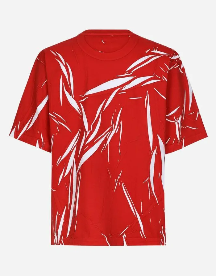 Dolce and Gabbana TShirts And Polos Men Overdyed Cotton Tshirt With Branded Tag Red Dolce and Gabbana TShirts And Polos Men Overdyed Cotton Tshirt With Branded Tag Red