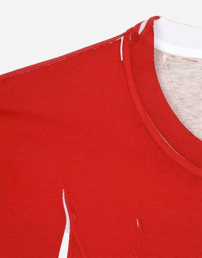 Dolce and Gabbana TShirts And Polos Men Overdyed Cotton Tshirt With Branded Tag Red Dolce and Gabbana TShirts And Polos Men Overdyed Cotton Tshirt With Branded Tag Red