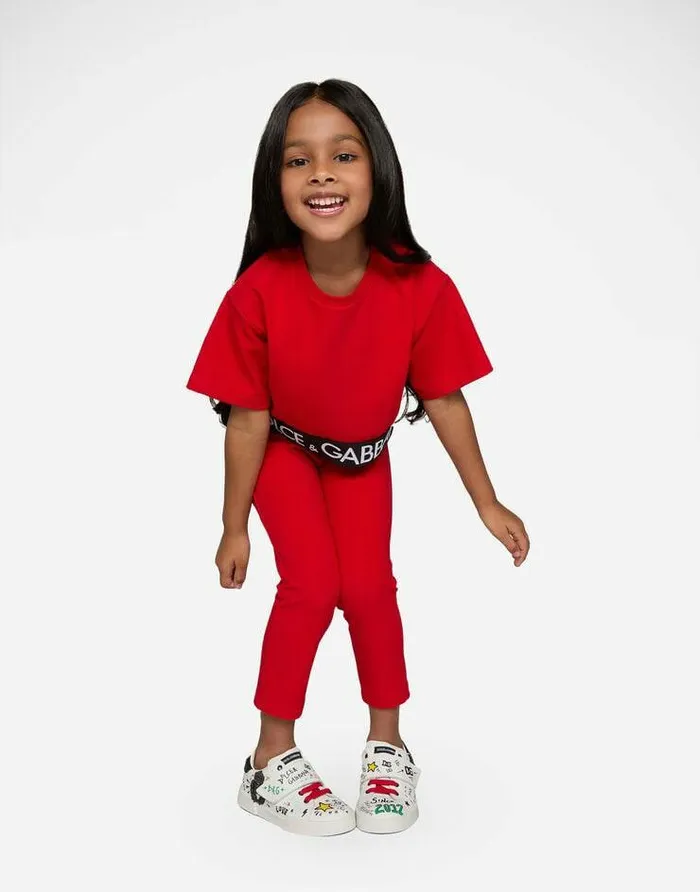 Dolce and Gabbana TShirts And Sweatshirts Children Jersey Tshirt With Branded Elastic Red Dolce and Gabbana TShirts And Sweatshirts Children Jersey Tshirt With Branded Elastic Red