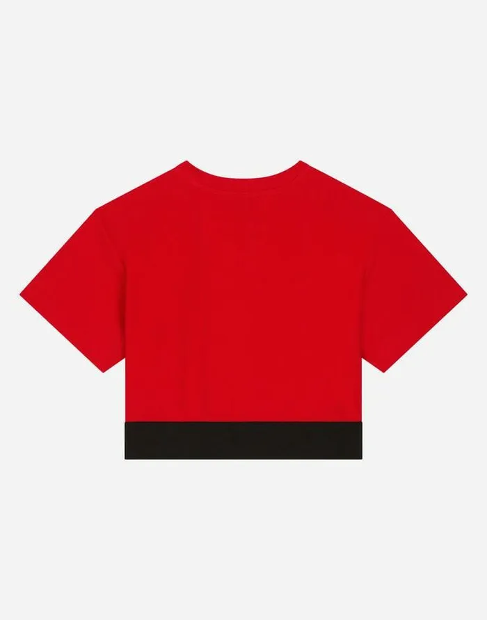Dolce and Gabbana TShirts And Sweatshirts Children Jersey Tshirt With Branded Elastic Red Dolce and Gabbana TShirts And Sweatshirts Children Jersey Tshirt With Branded Elastic Red