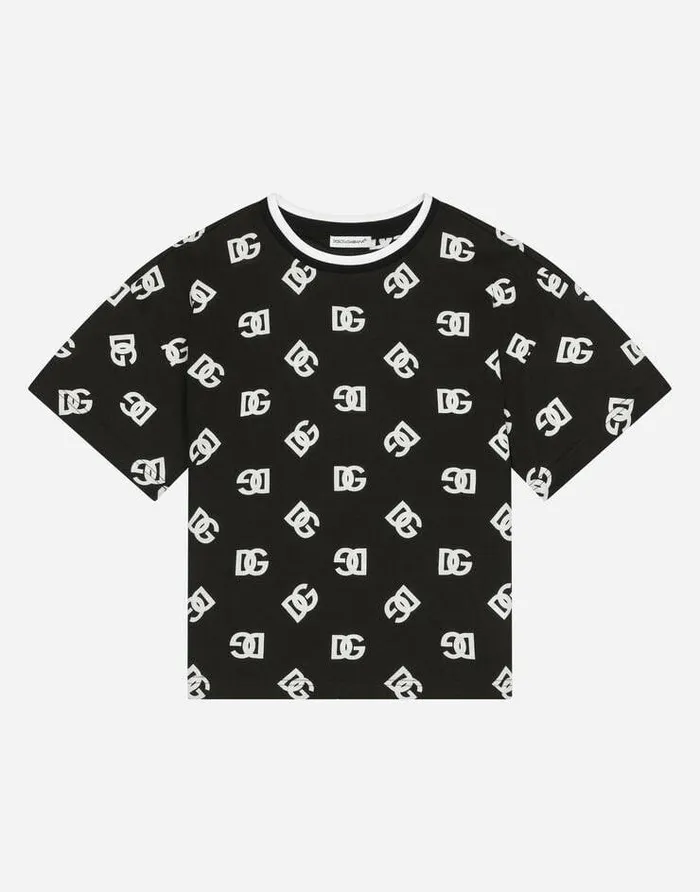 Dolce and Gabbana TShirts And Sweatshirts Children Jersey Tshirt With DG Logo Print Multicolor Dolce and Gabbana TShirts And Sweatshirts Children Jersey Tshirt With DG Logo Print Multicolor