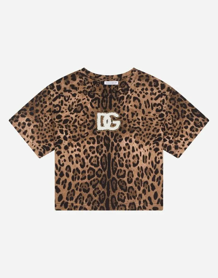 Dolce and Gabbana TShirts And Sweatshirts Children Jersey Tshirt With Leopard Print Multicolor Dolce and Gabbana TShirts And Sweatshirts Children Jersey Tshirt With Leopard Print Multicolor