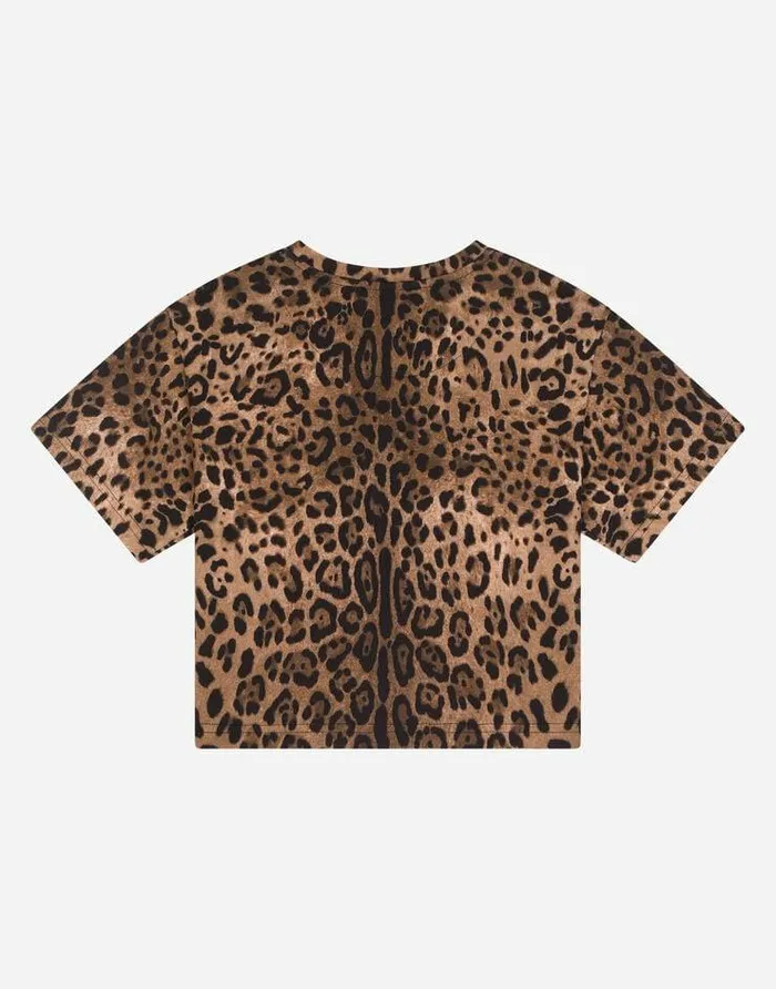 Dolce and Gabbana TShirts And Sweatshirts Children Jersey Tshirt With Leopard Print Multicolor Dolce and Gabbana TShirts And Sweatshirts Children Jersey Tshirt With Leopard Print Multicolor