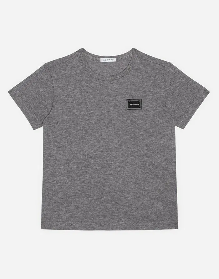 Dolce and Gabbana TShirts And Sweatshirts Children Jersey Tshirt With Logo Tag Grey Dolce and Gabbana TShirts And Sweatshirts Children Jersey Tshirt With Logo Tag Grey