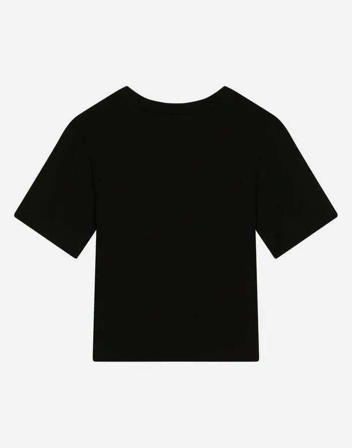 Dolce and Gabbana TShirts And Sweatshirts Children Jersey Tshirt With Metal DG Logo Black Dolce and Gabbana TShirts And Sweatshirts Children Jersey Tshirt With Metal DG Logo Black