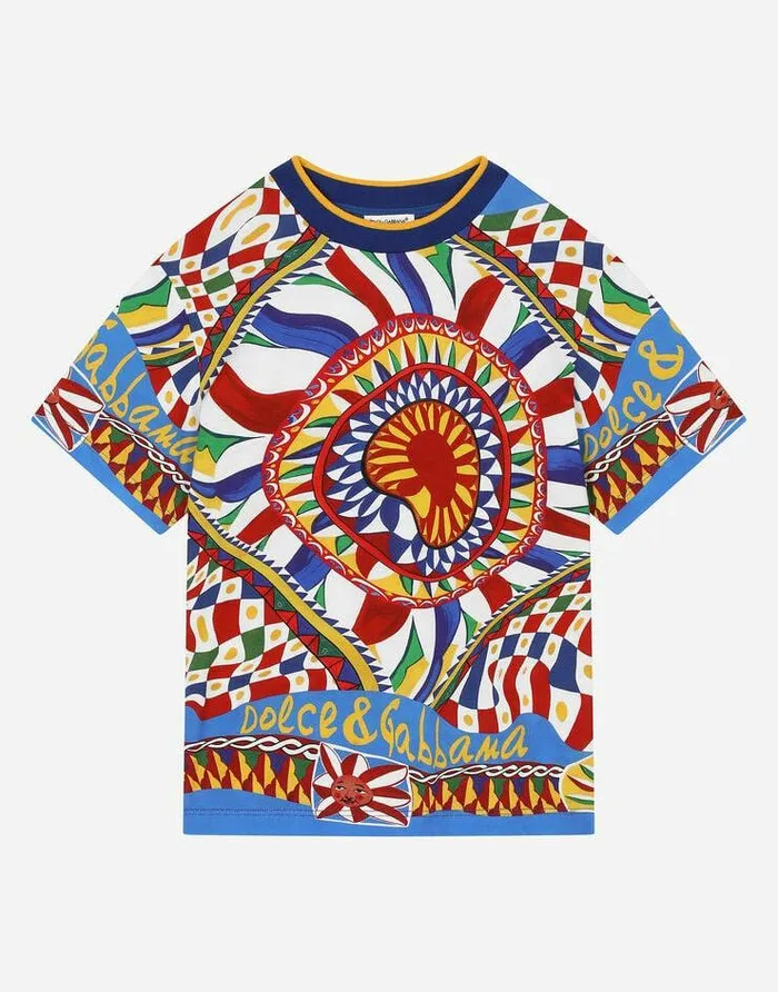 Dolce and Gabbana TShirts And Sweatshirts Children Shortsleeved Carrettoprint Jersey Tshirt Multicolor Dolce and Gabbana TShirts And Sweatshirts Children Shortsleeved Carrettoprint Jersey Tshirt Multicolor