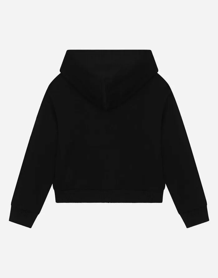 Dolce and Gabbana TShirts And Sweatshirts Children Zipup Hoodie With Logo Print Black Dolce and Gabbana TShirts And Sweatshirts Children Zipup Hoodie With Logo Print Black
