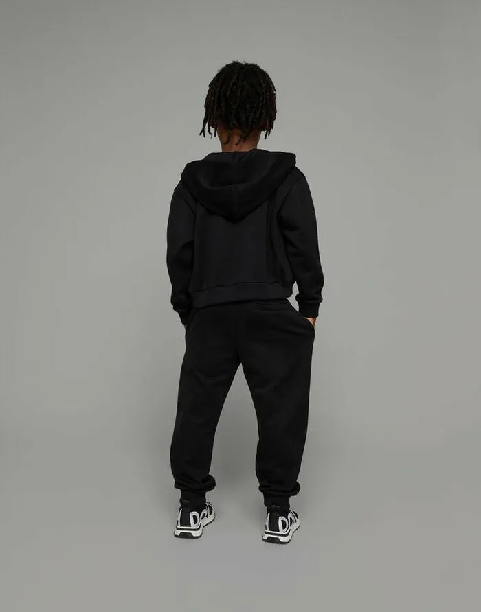 Dolce and Gabbana TShirts And Sweatshirts Children Zipup Hoodie With Logo Print Black Dolce and Gabbana TShirts And Sweatshirts Children Zipup Hoodie With Logo Print Black