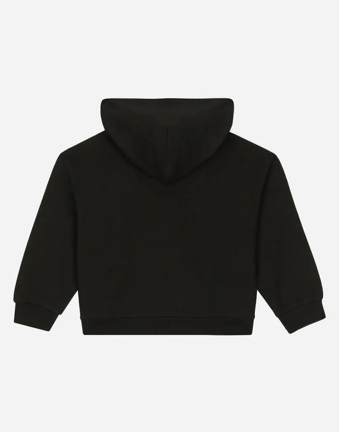 Dolce and Gabbana TShirts And Sweatshirts Children Zipup Jersey Hoodie DG Logo Patch Black Dolce and Gabbana TShirts And Sweatshirts Children Zipup Jersey Hoodie DG Logo Patch Black