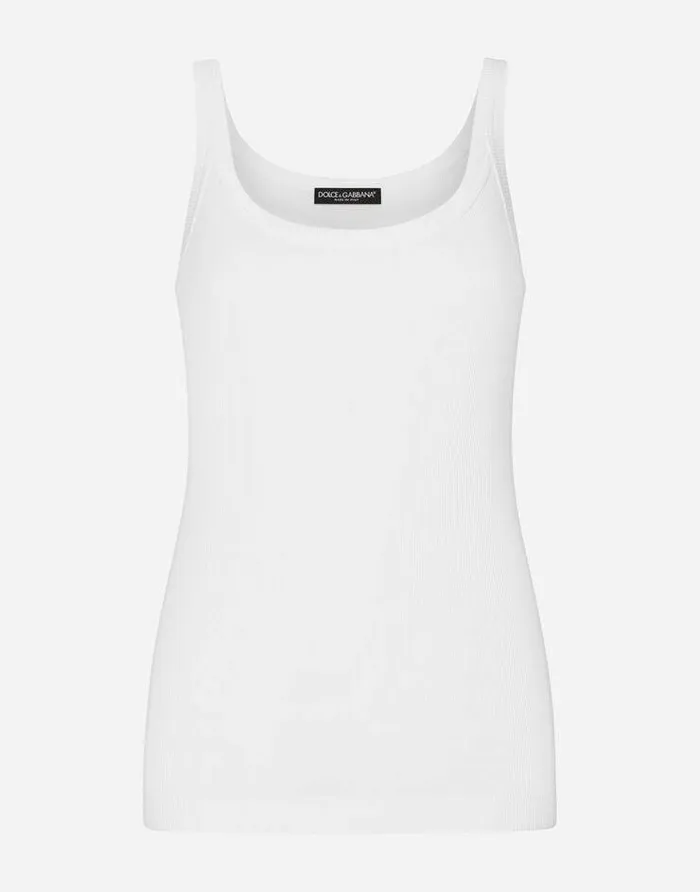 Dolce and Gabbana TShirts And Sweatshirts Women Finerib Cotton Singlet White