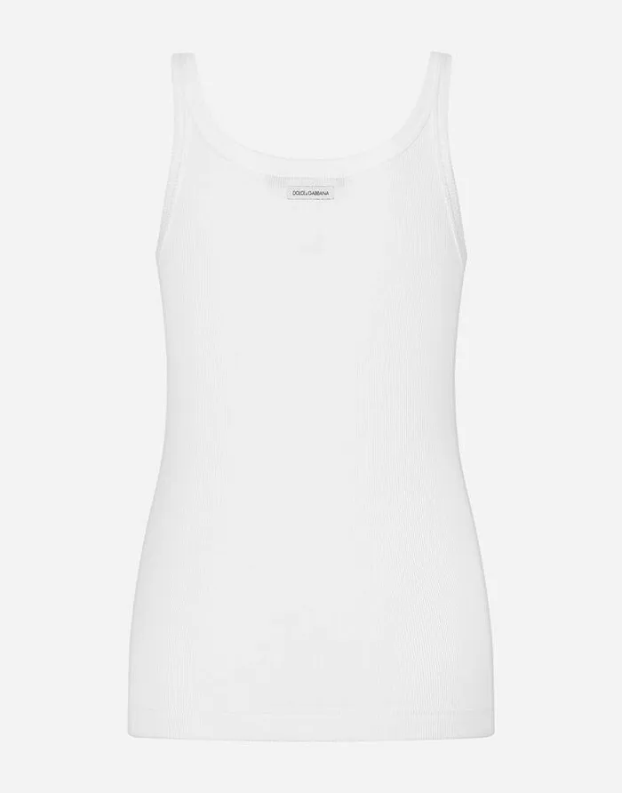 Dolce and Gabbana TShirts And Sweatshirts Women Finerib Cotton Singlet White Dolce and Gabbana TShirts And Sweatshirts Women Finerib Cotton Singlet White