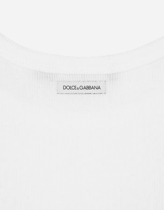 Dolce and Gabbana TShirts And Sweatshirts Women Finerib Cotton Singlet White Dolce and Gabbana TShirts And Sweatshirts Women Finerib Cotton Singlet White
