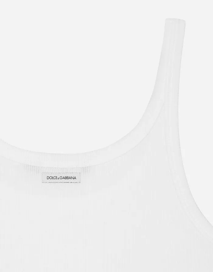 Dolce and Gabbana TShirts And Sweatshirts Women Finerib Cotton Singlet White Dolce and Gabbana TShirts And Sweatshirts Women Finerib Cotton Singlet White