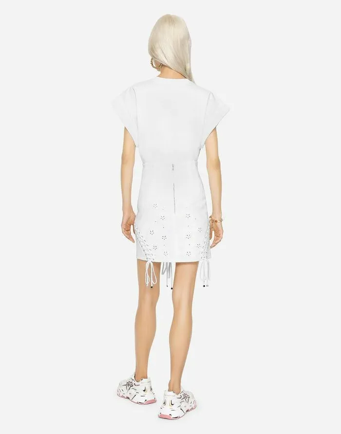 Dolce and Gabbana TShirts And Sweatshirts Women Interlock Tshirt With Satin DG Patch White Dolce and Gabbana TShirts And Sweatshirts Women Interlock Tshirt With Satin DG Patch White