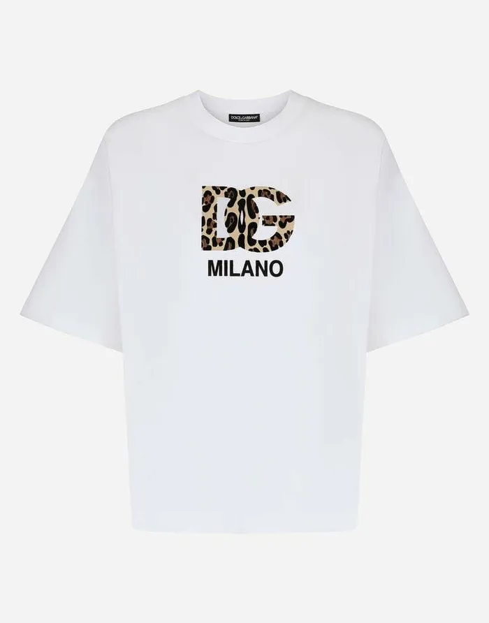 Dolce and Gabbana TShirts And Sweatshirts Women Tshirt With Flocked DG Logo White Dolce and Gabbana TShirts And Sweatshirts Women Tshirt With Flocked DG Logo White