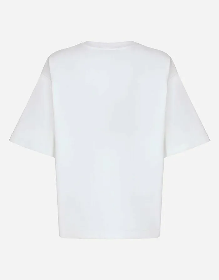 Dolce and Gabbana TShirts And Sweatshirts Women Tshirt With Flocked DG Logo White Dolce and Gabbana TShirts And Sweatshirts Women Tshirt With Flocked DG Logo White